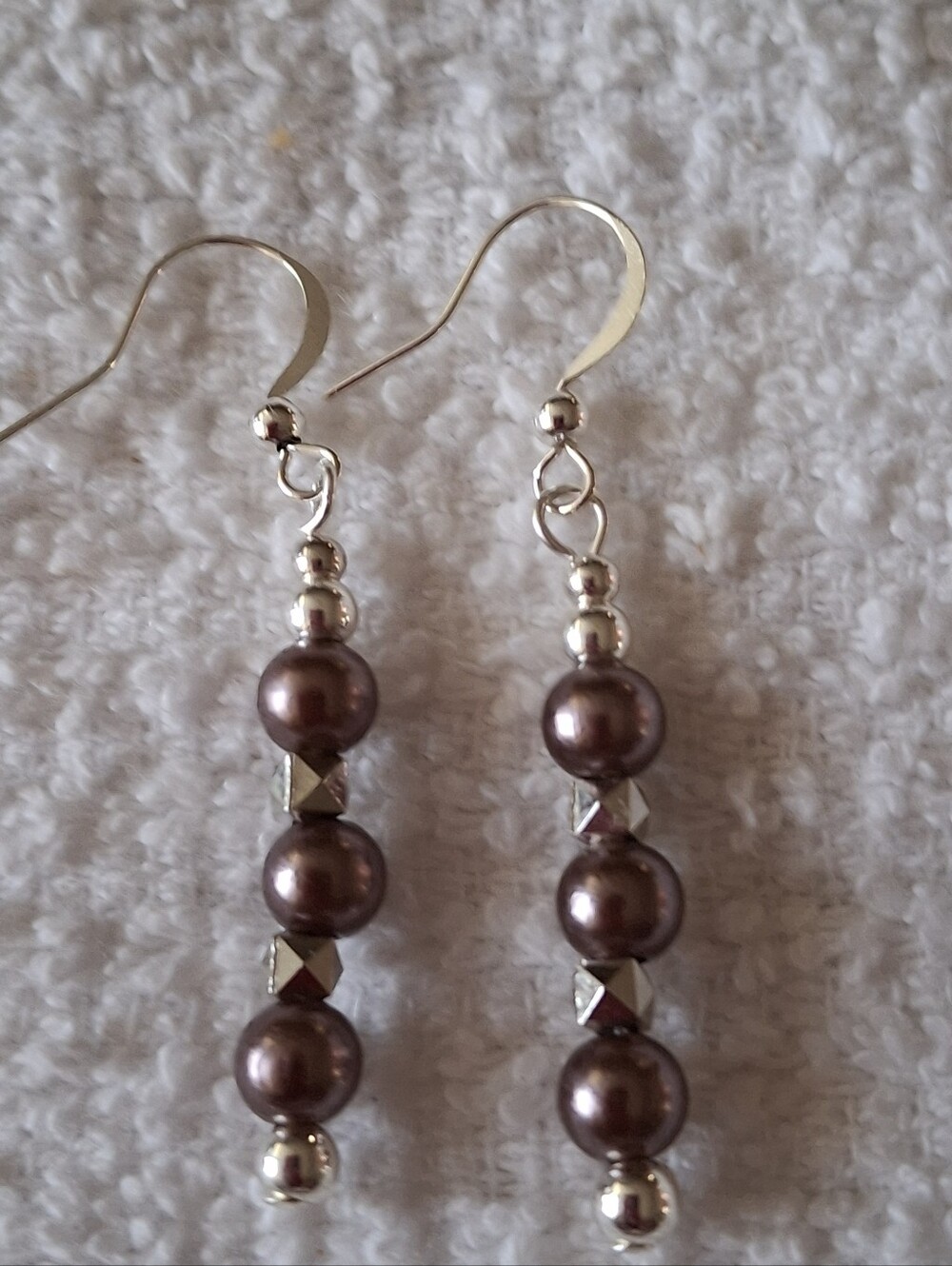 Silver Hook Earrings with lavender Pearl Beads